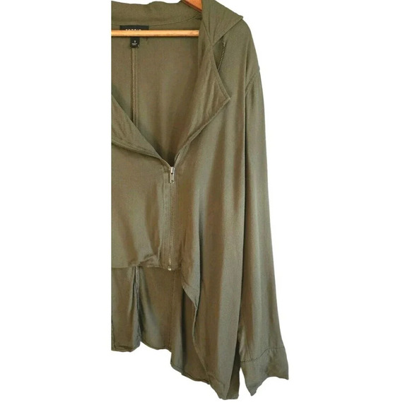 Torrid Drape Jacket Women's Size 1 Green High Low Front Zip Roll Tab Sleeve - Picture 3 of 7